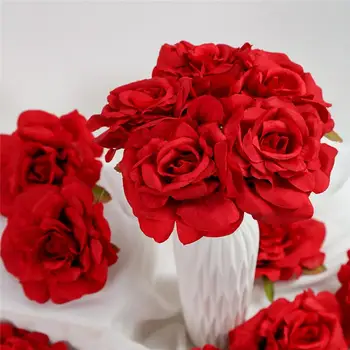 20 Gab Mākslīgo Rožu Ziedu Galvas 10cm Rose Puķu Jauno Gadu Kāzu Dekorēšana DIY Zīda Puse Viltus Ziedi