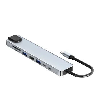 8 1 C Tipa dokstacija, USB C Hub 3.0 Adapteris HD SD/TF Card Reader for Macbook Air, iPad Portatīvo Datoru Papildierīces