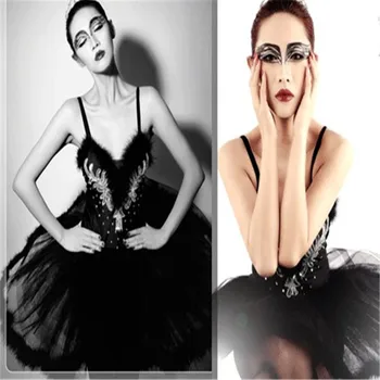 Baleta kleitu Pieaugušo baleta dzijas kostīmi Black swan deju kleitu spalvu Baleta tutu vizuļi profesionālās kleita