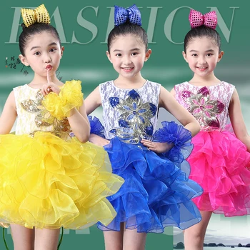 Bērniem Modernā Baleta Dancewear Tērpiem Meitenēm Hip Hop Grupa Balles Dancewear Kostīmi, kleitas Ballroom Skatuves apģērbs bērniem