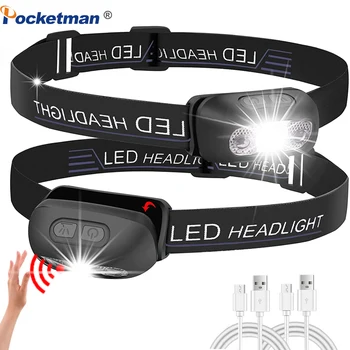LED Lukturis Ķermeņa Kustības Sensors priekšējo Lukturu Ar Uzlādes ar USB Lādējamu 5Modes Kempings Lukturīti Galvas Gaismas Lāpu Lampas
