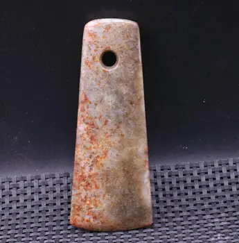 Liels Dārgums, Informāciju par Ķīniešu Vintage Hetian Jade 1 Caurumu Spēcīgs Karojošās Cirvis PEI Amuletu Griešanai FRSS Timestown