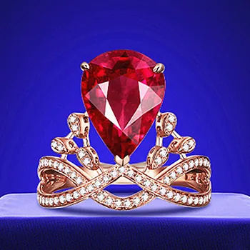 Modes sarkanā kristāla dārgakmeņiem, ruby dimantu vainagu gredzeni sievietēm rožu zelta krāsas rotaslietām bague bijoux mīļākais gredzens puse dāvanas