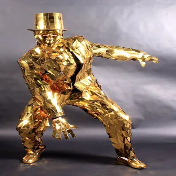 Naktsklubs, Bārs spogulis uzvalks spīd puse prop Vīriešiem zelta spogulis kostīms puse posms mašīna deju tērpi